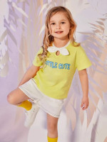 Toddler Girls Knot Neck Letter Graphic Tee
