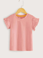 Toddler Girls Frill Trim Solid Tee