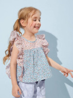 Toddler Girls Ruffle Armhole Trim Ditsy Floral Top