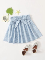 Girls Paperbag Waist Ditsy Floral Skirt