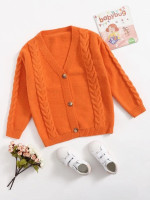 Girls Cable Knit Button Up Cardigan