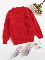 Girls Ribbed Knit Crew Neck Sweater
