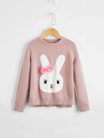 Girls Bow Detail Rabbit Sweater