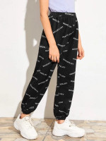 Girls Allover Letter Graphic Sweatpants