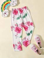 Toddler Girls Floral Print Elastic Waist Pants