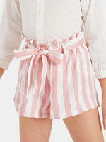Girls Wide Striped Paper-Bag Waist Shorts
