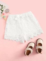 Girls Bow Front Guipure Lace Shorts