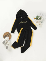 Toddler Boys Contrast Side Letter Print Hoodie With Sweatpants