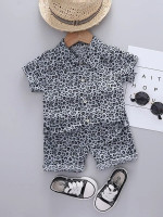 Toddler Boys Leopard Print Button Front Shirt With Shorts