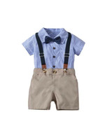Toddler Boys Striped Bow Top With Straps Shorts