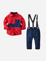 Toddler Boys Color Block Shirt With Overalls