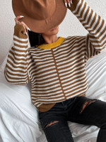 Women Stripe Pattern Drop Shoulder Sweater