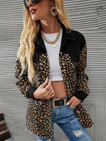 Women Leopard Print Button Front Coat