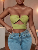 Women O-ring Cut Out Front Tube Top