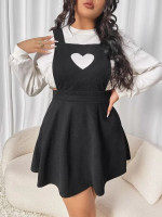Women Plus Heart Cut Out Overall Dress