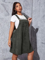Women Plus Solid A Line Overall Dress