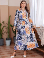 Women Plus Floral & Patchwork Print Dress