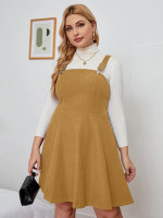 Women Plus Solid Overall Dress Without Tee