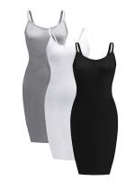 Women Plus 3pcs Solid Bodycon Dress