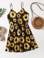 Women Plus Sunflower Print Cami Dress