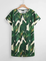 Women Plus Tropical Print Batwing Sleeve Dress