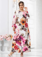 Women Plus Floral Print Round Neck Maxi Dress