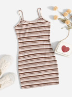 Girls Striped Fitted Dress
