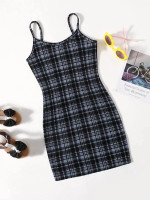 Girls Tartan Print Fitted Dress