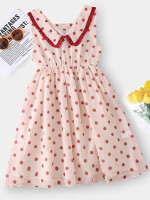 Girls Polka Dot Print Frill Trim Dress
