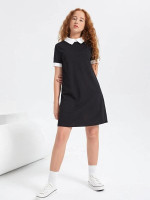 Teen Girls Contrast Collar Tunic Dress