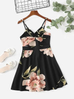 Girls Floral Twist Detail Cami Dress