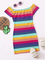 Girls Rainbow Striped Dress
