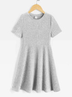 Girls Solid Rib-knit Dress