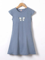 Girls Butterfly Print Tee Dress