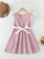 Girls Belted Lace Dress