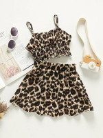 Toddler Girls Leopard Print Shirred Cami Top & Skirt