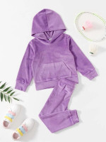 Toddler Girls Flannel Hoodie With Sweatpants