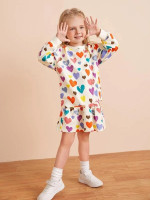 Toddler Girls Heart Print Pullover & Flare Skirt