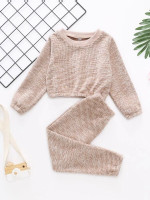 Toddler Girls Marled Knit Pullover & Sweatpants