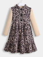 Toddler Girls Leopard Print Ruffle Hem Belted Dress & Solid Tee