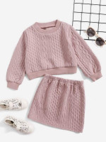 Toddler Girls Solid Sweatshirt & Skirt