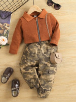 Toddler Girls Zip Up Jacket & Camo Print Pants