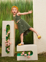 Toddler Girls Button Front Shirred Cami Top & Ruffle Hem Skirt Set