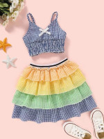 Toddler Girls Gingham Top & Ruffled Skirt Set