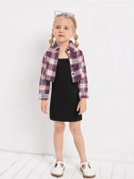 Toddler Girls Plaid Blouse & Cami Dress