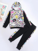 Toddler Girls Letter Graphic Hoodie & Joggers