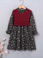 Toddler Girls Contrast Ditsy Floral Dress & Tank Top