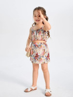 Toddler Girls Allover Floral Print Crop Top & Skirt Set