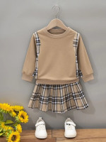 Toddler Girls Plaid Panel Sweatshirt & Skirt