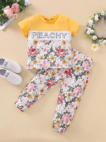 Toddler Girls Floral Print Tee With Pants